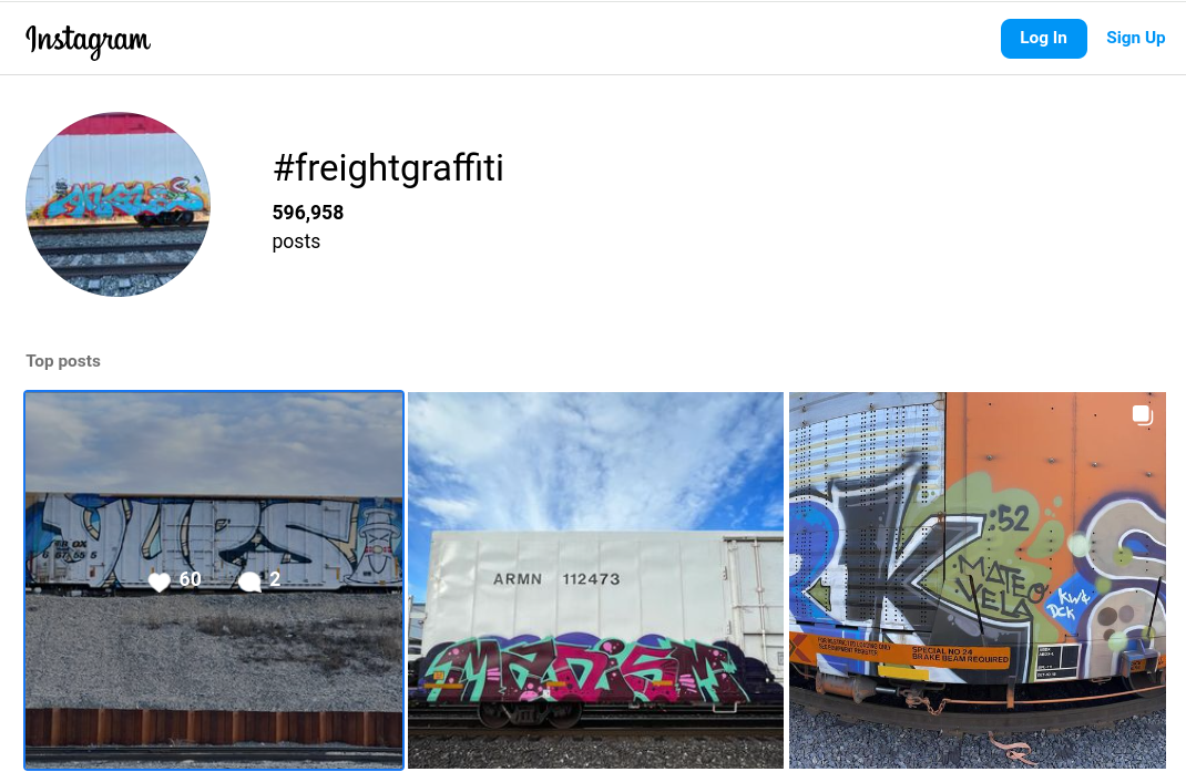 Figure 1: Instagram #FreightGraffiti screenshot